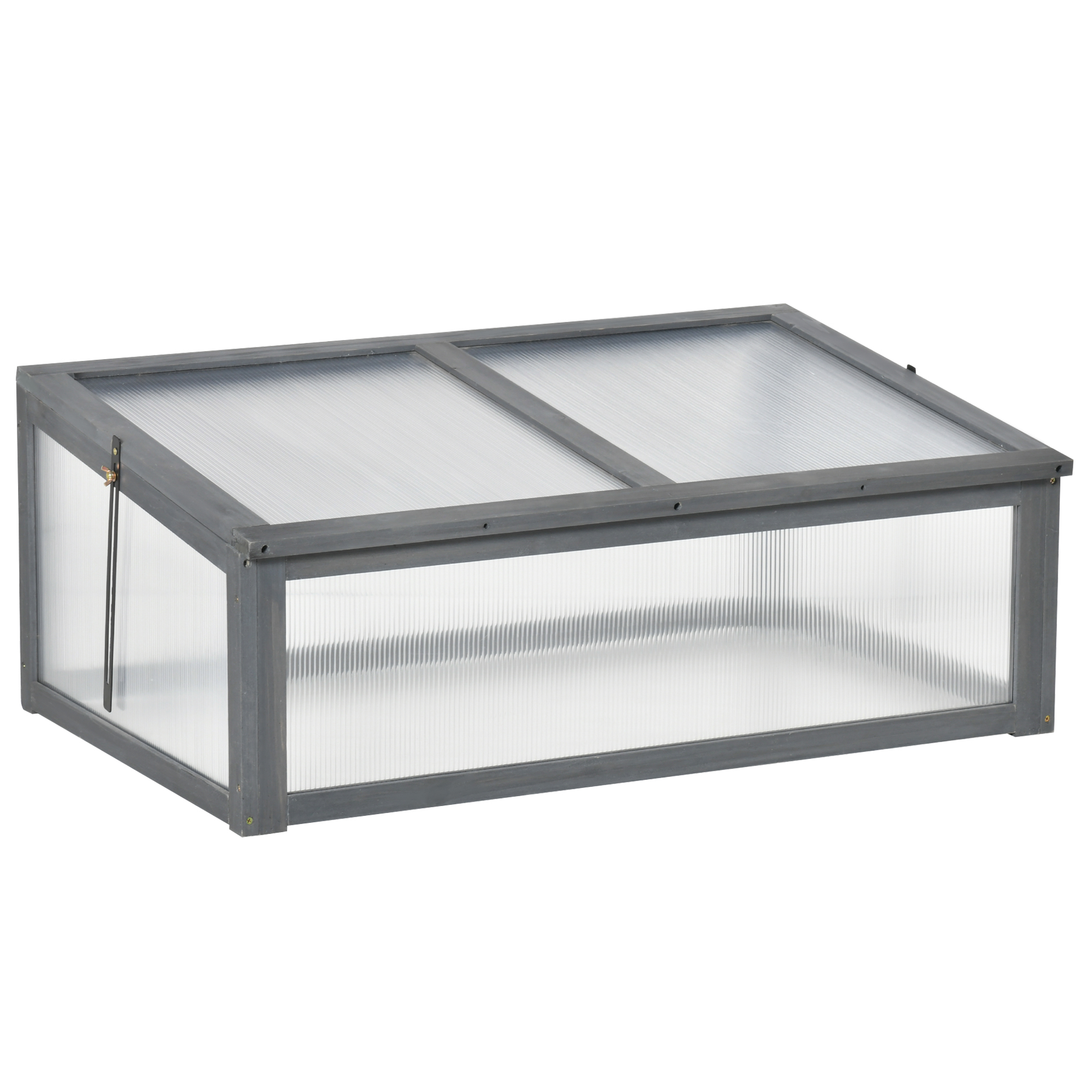 Wooden Cold Frame Greenhouse, Mini Greenhouse with Polycarbonate Board and Solid Wood Frame, Green House Cold Frame, Indoor Outdoor Terrarium Planter Box, 39" x 26" x 16", Gray