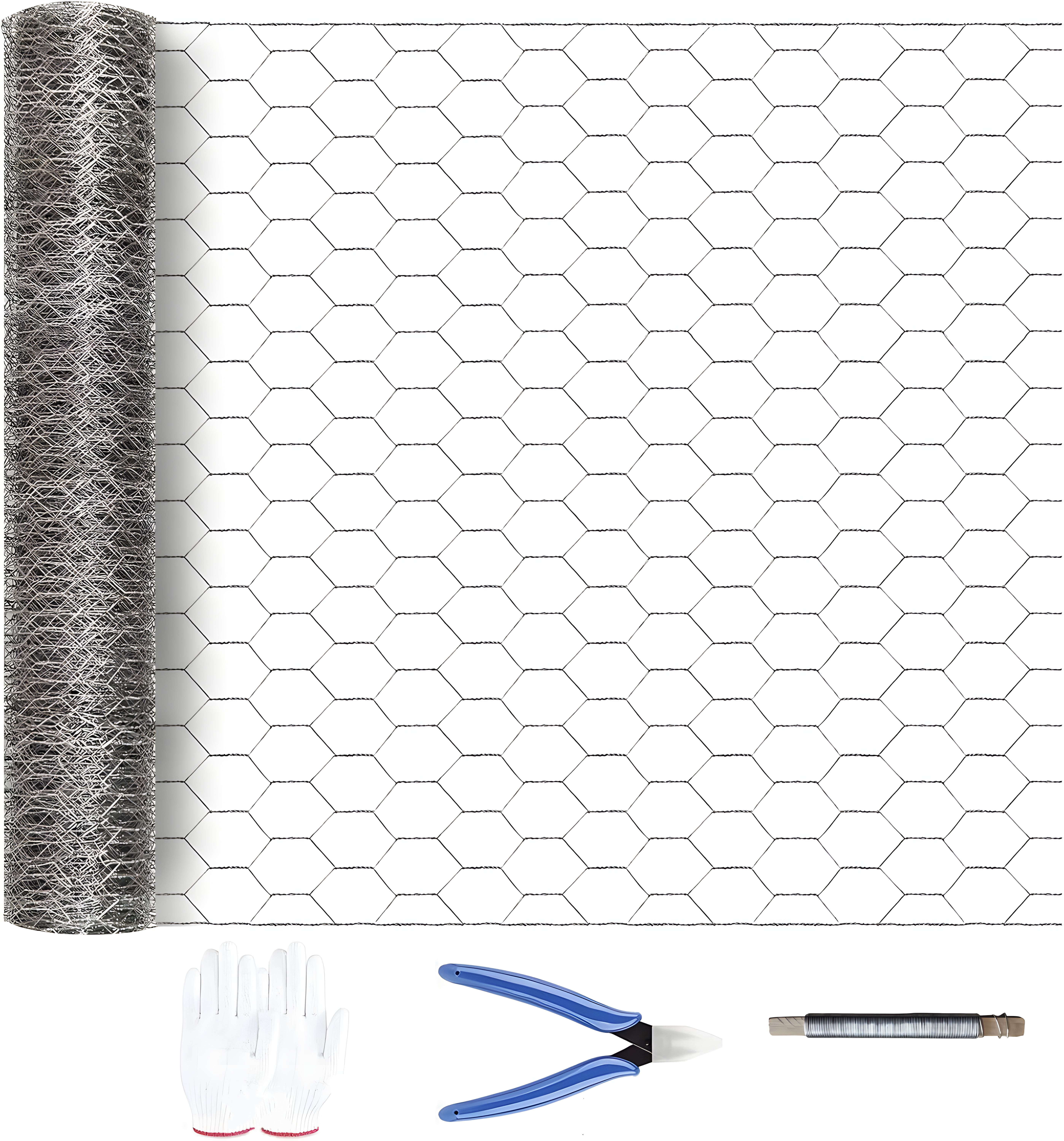 Silver galvanized metal hexagonal mesh, 21-gauge wire, rust-resistant garden net, suitable for floral arrangements, chicken wire, handicrafts, plant protection, and rabbit cages.