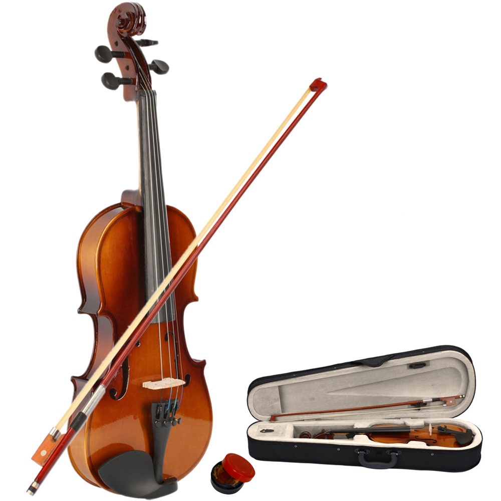 New 1/2 Acoustic Violin Case Bow Rosin Natural